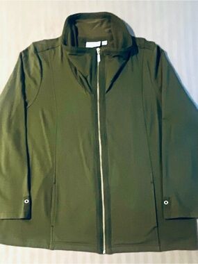 Men’s Olive Green Lightweight Zip-Front Shirt Jacket